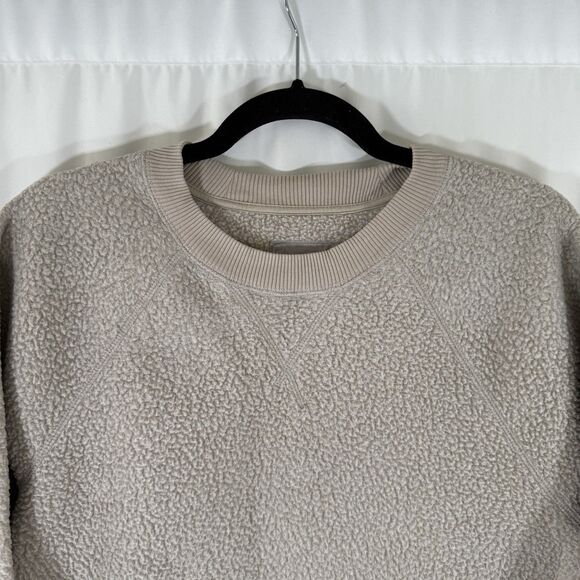 Everlane Sweater Women's Large Beige Fleece Long Sleeve Crew Neck Pullover - Picture 2 of 9